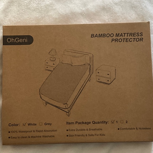 OhGeni Other - Bamboo Mattress Protector - White